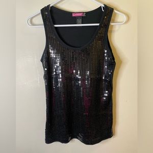 Black Sequin Tank Top 100% Cotton